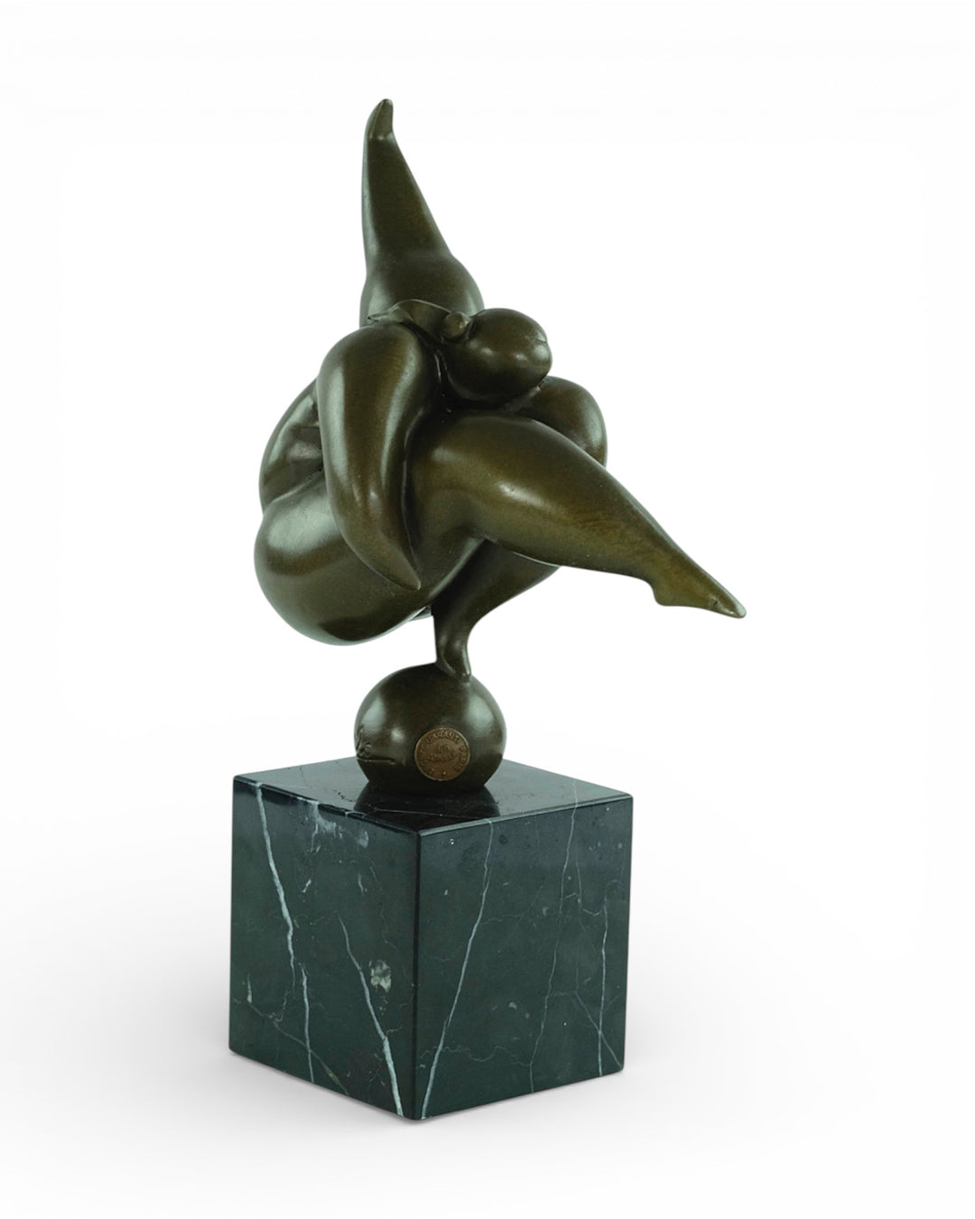 Bronze sculpture of a dancing voluptuous female in Botero style