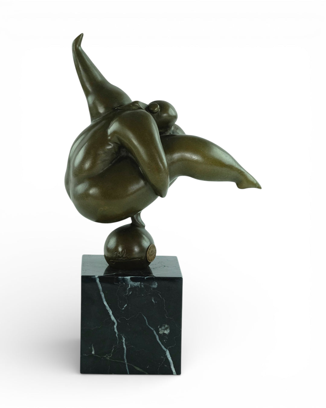 Bronze sculpture of a dancing voluptuous female in Botero style