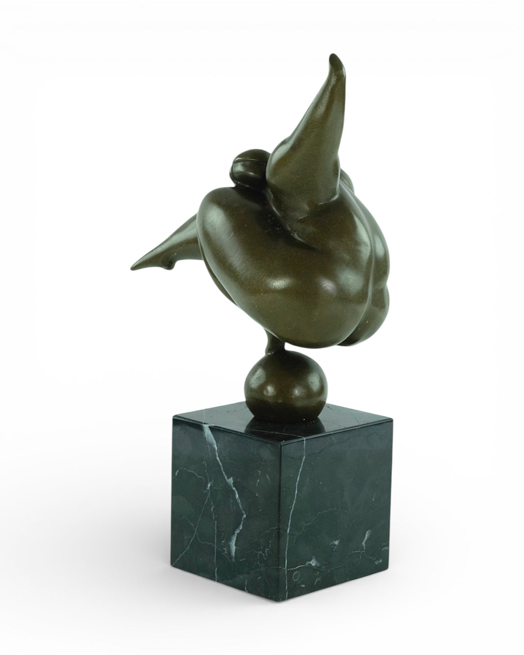Bronze sculpture of a dancing voluptuous female in Botero style