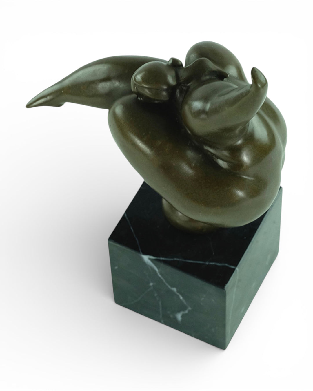 Bronze sculpture of a dancing voluptuous female in Botero style