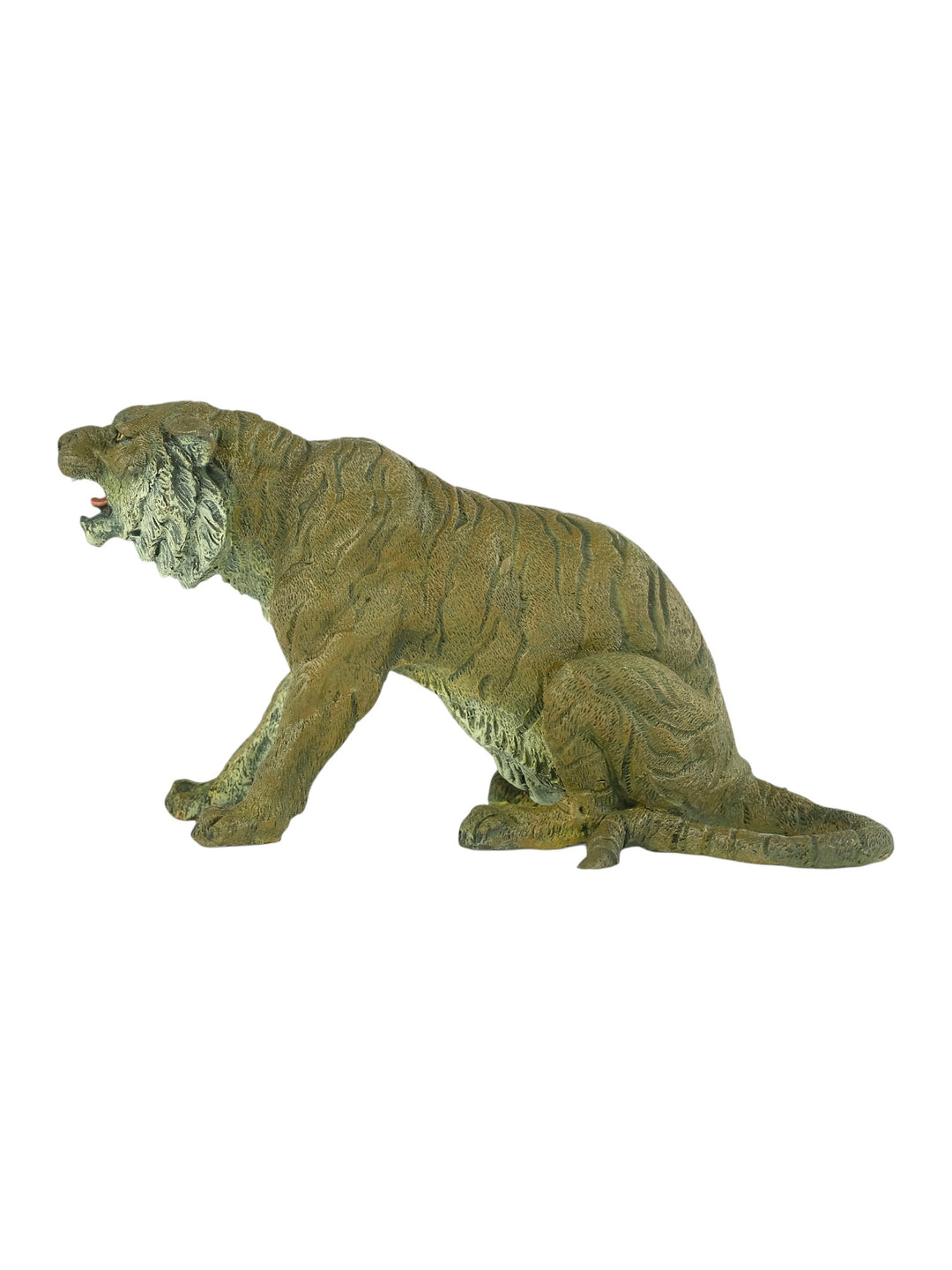 Bronze sculpture of a sitting tiger in Vienna bronze style