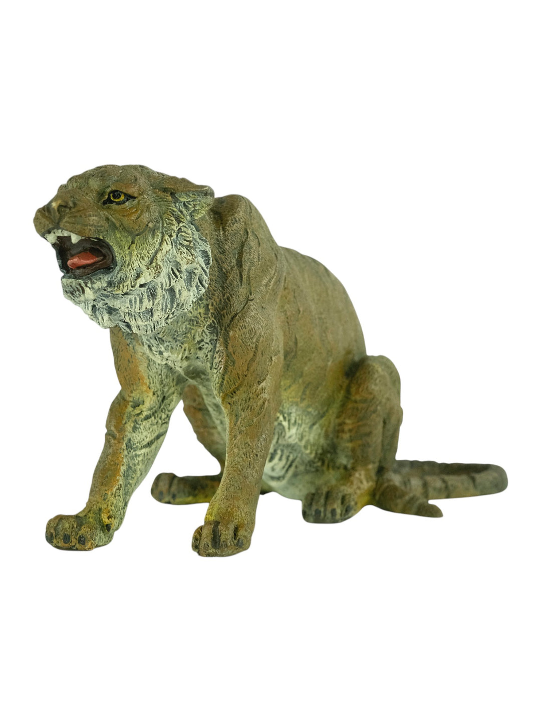 Bronze sculpture of a sitting tiger in Vienna bronze style