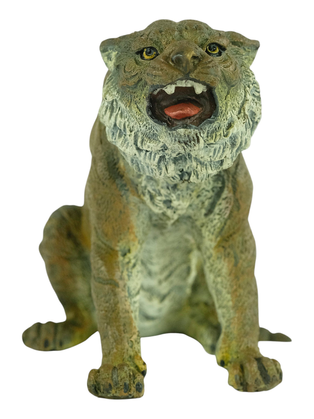 Bronze sculpture of a sitting tiger in Vienna bronze style