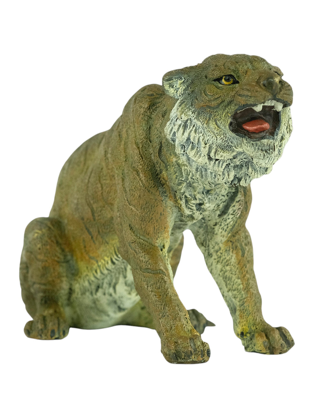 Bronze sculpture of a sitting tiger in Vienna bronze style
