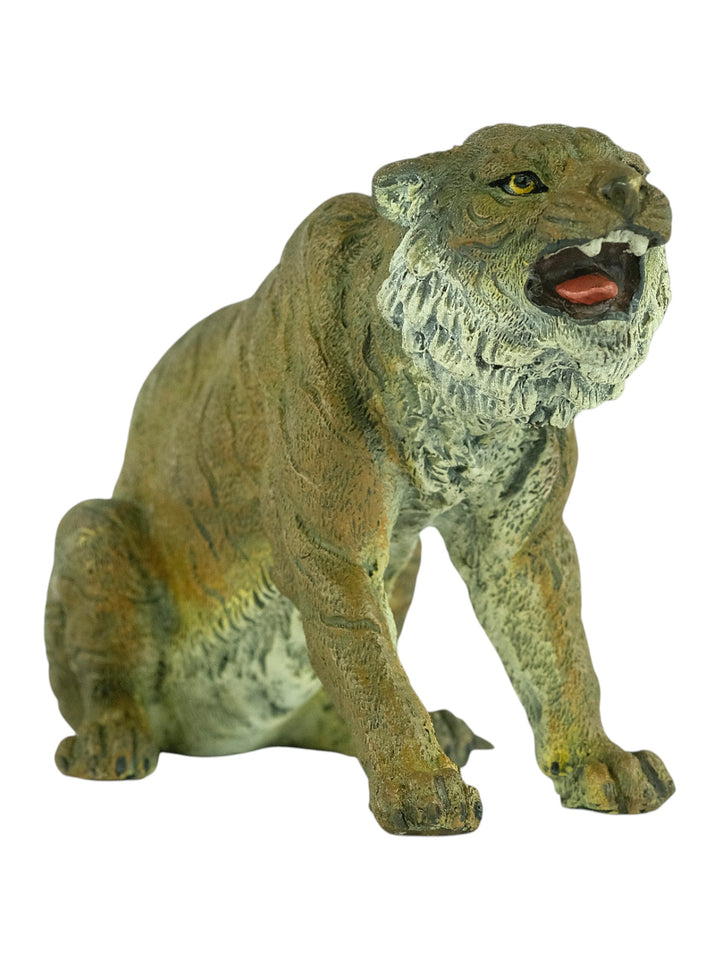 Bronze sculpture of a sitting tiger in Vienna bronze style