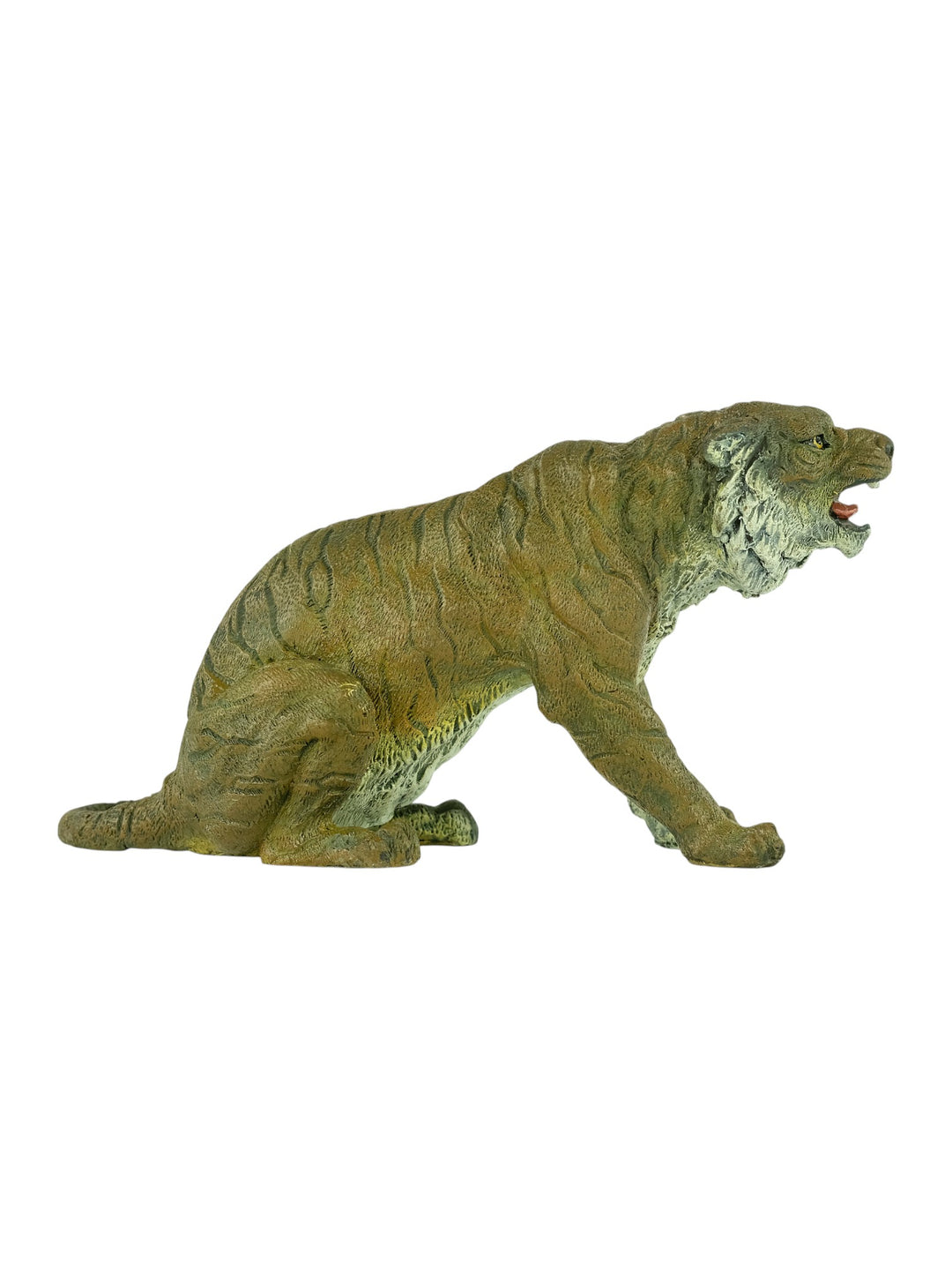 Bronze sculpture of a sitting tiger in Vienna bronze style