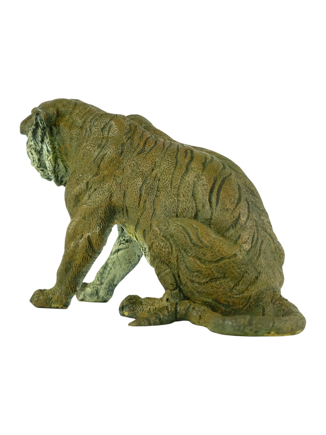 Bronze sculpture of a sitting tiger in Vienna bronze style