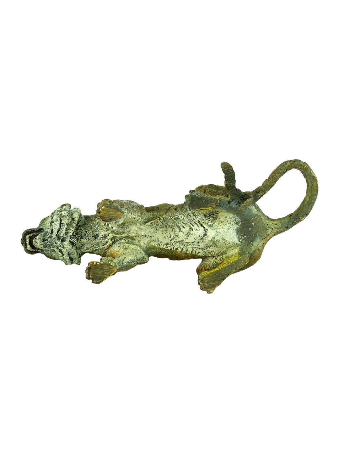 Bronze sculpture of a sitting tiger in Vienna bronze style
