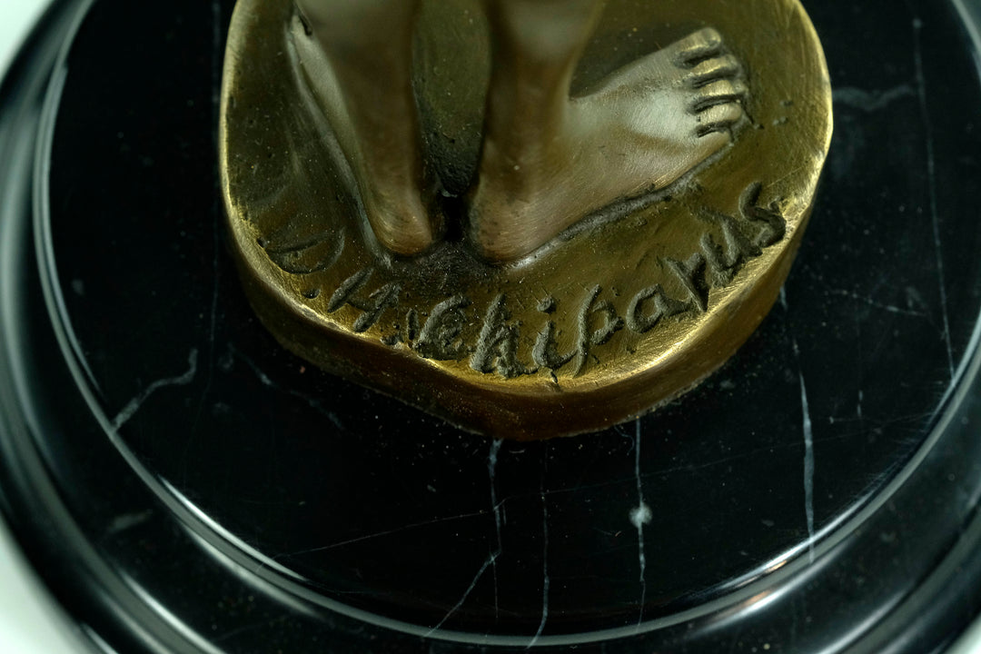 Bronze sculpture of an Art Deco style scarf dancer