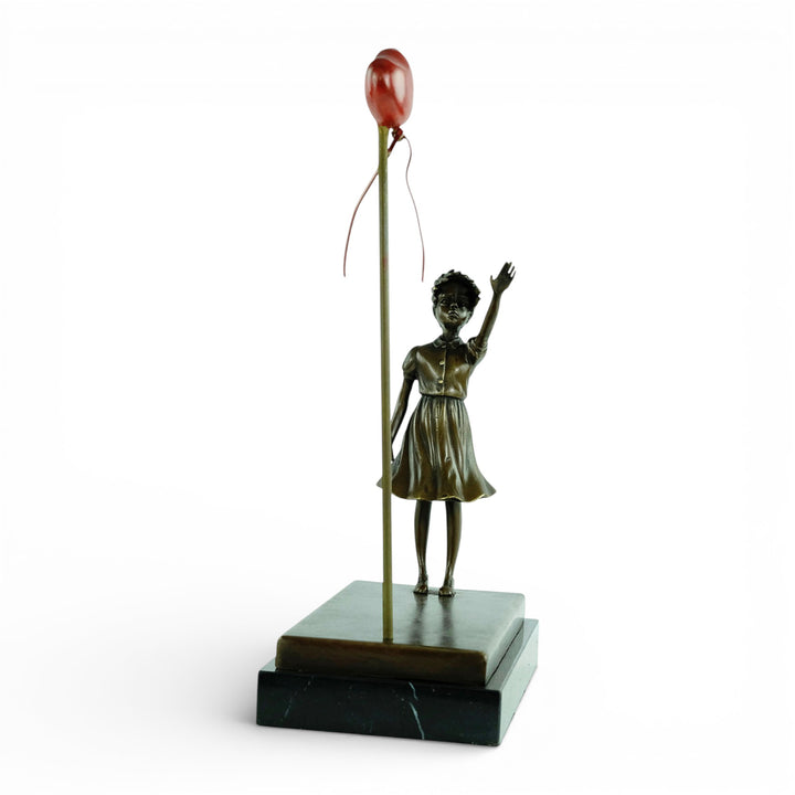Bronze girl with balloon sculpture – inspired by Banksy