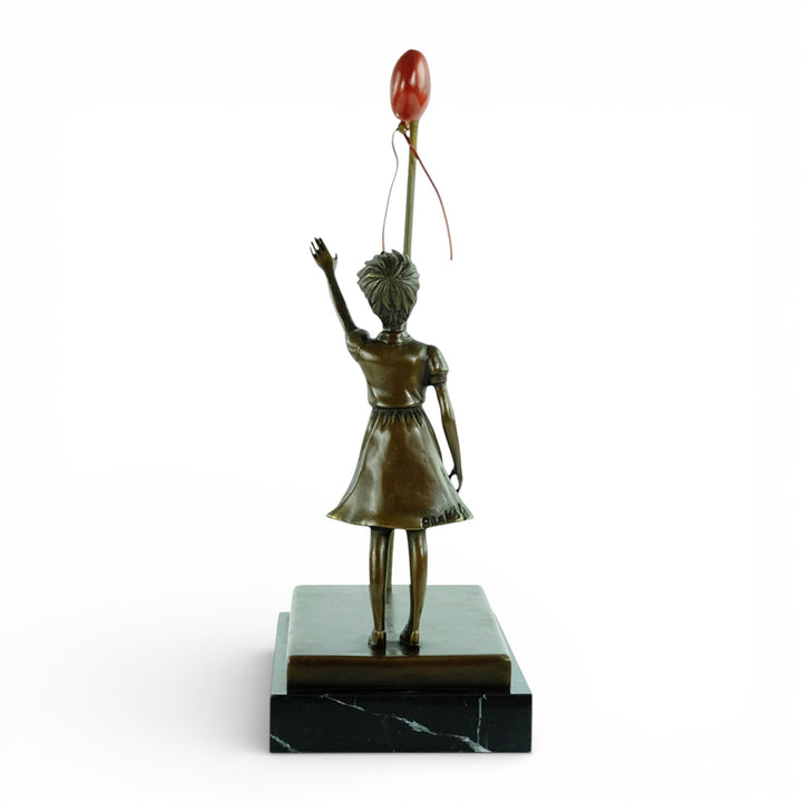 Bronze girl with balloon sculpture – inspired by Banksy