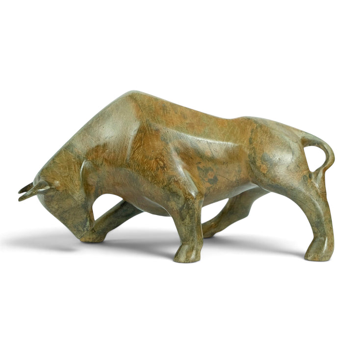 Bronze sculpture of a cubist style bull by the Pierre Chenet foundry