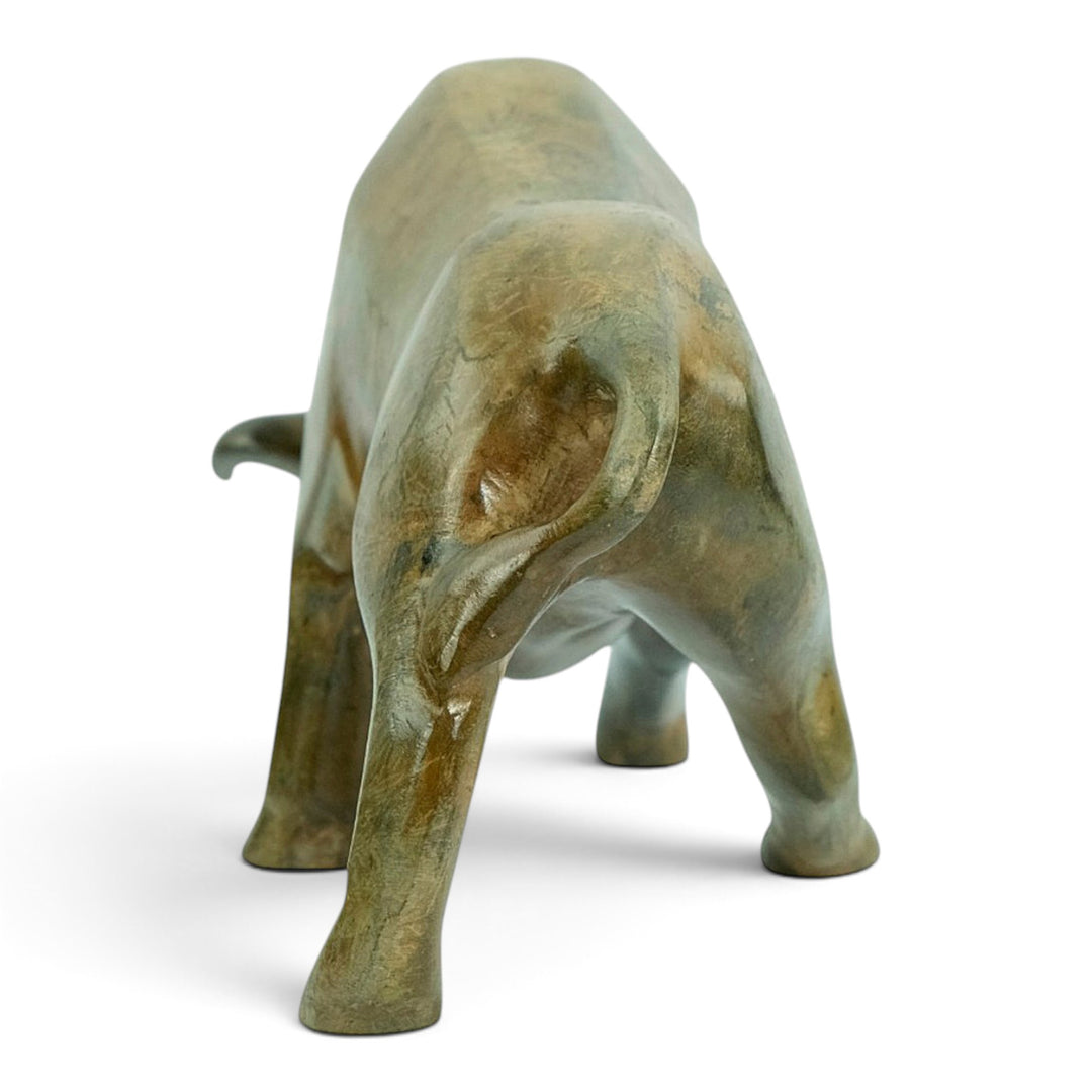 Bronze sculpture of a cubist style bull by the Pierre Chenet foundry