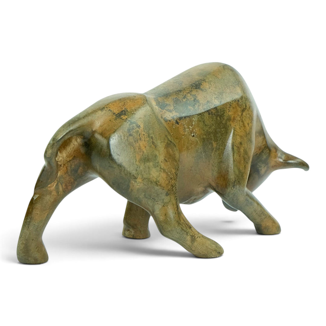 Bronze sculpture of a cubist style bull by the Pierre Chenet foundry