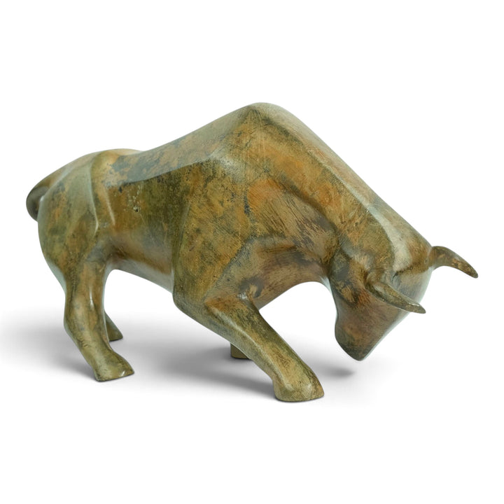 Bronze sculpture of a cubist style bull by the Pierre Chenet foundry