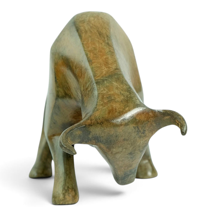 Bronze sculpture of a cubist style bull by the Pierre Chenet foundry