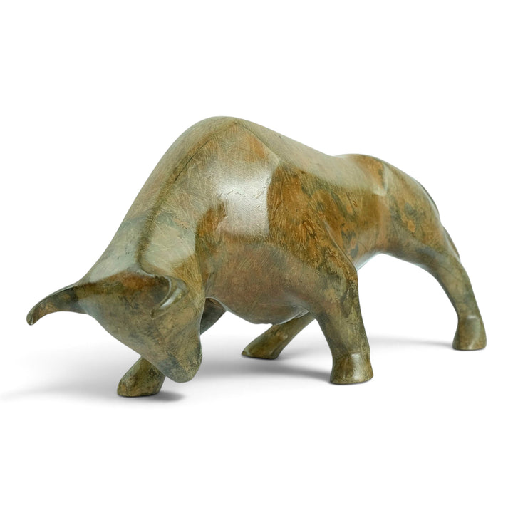 Bronze sculpture of a cubist style bull by the Pierre Chenet foundry