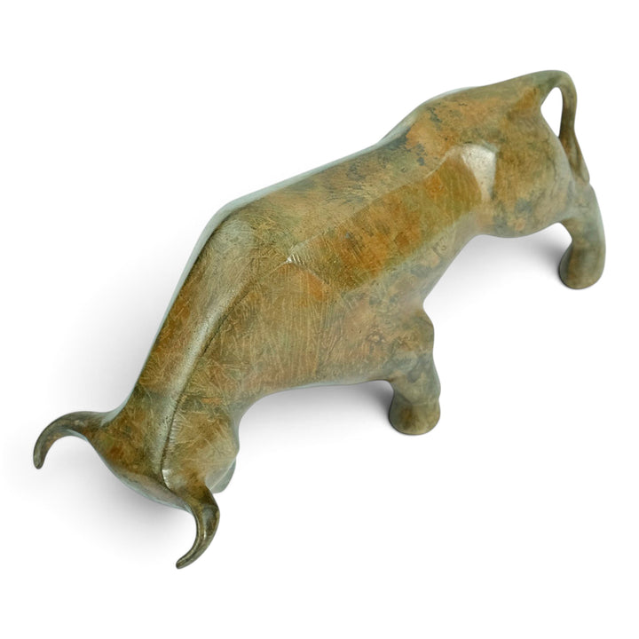 Bronze sculpture of a cubist style bull by the Pierre Chenet foundry