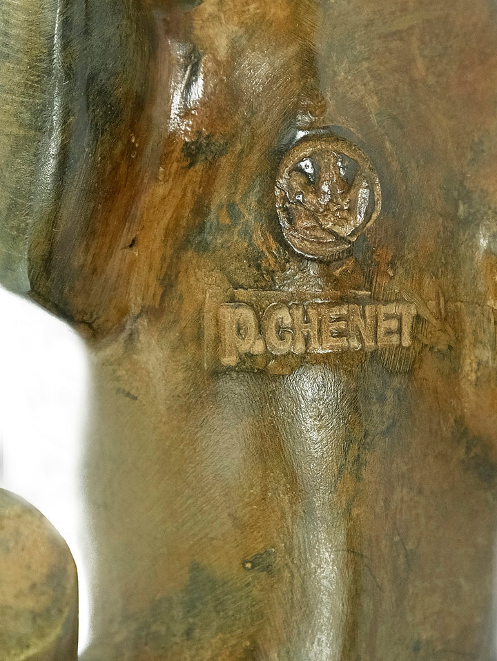 Bronze sculpture of a cubist style bull by the Pierre Chenet foundry