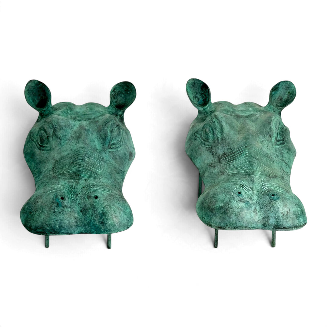 Zwei Nilpferd-Skulpturen aus Bronze mit Brunnenfunktion