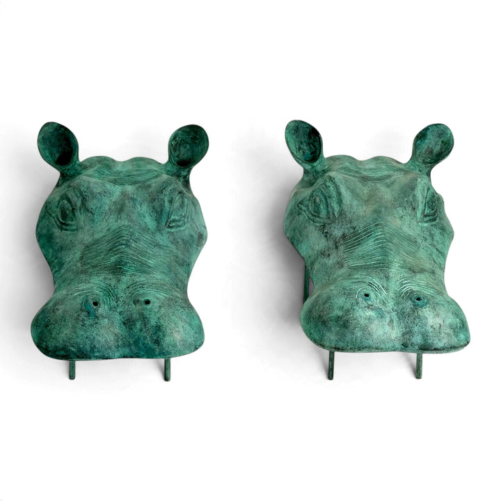 Zwei Nilpferd-Skulpturen aus Bronze mit Brunnenfunktion