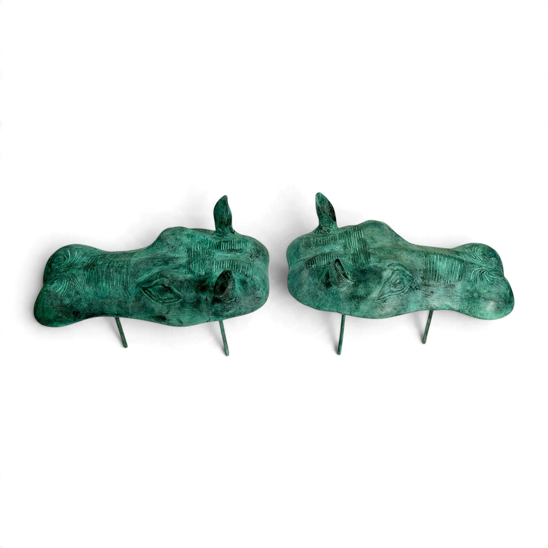 Zwei Nilpferd-Skulpturen aus Bronze mit Brunnenfunktion