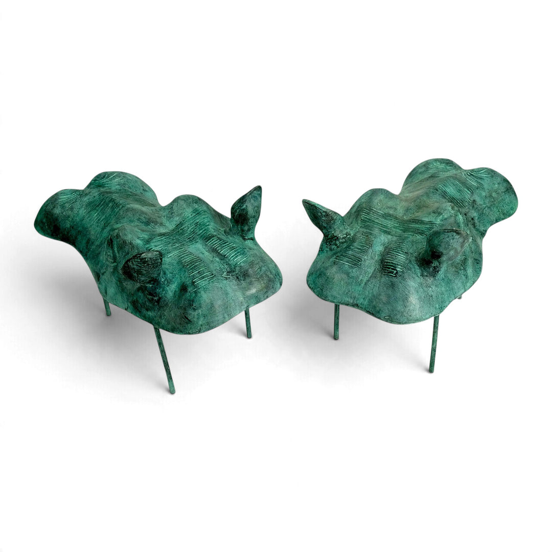 Zwei Nilpferd-Skulpturen aus Bronze mit Brunnenfunktion