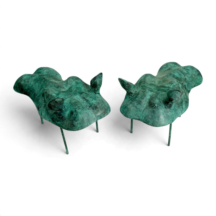 Zwei Nilpferd-Skulpturen aus Bronze mit Brunnenfunktion