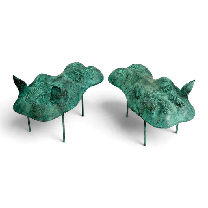 Zwei Nilpferd-Skulpturen aus Bronze mit Brunnenfunktion