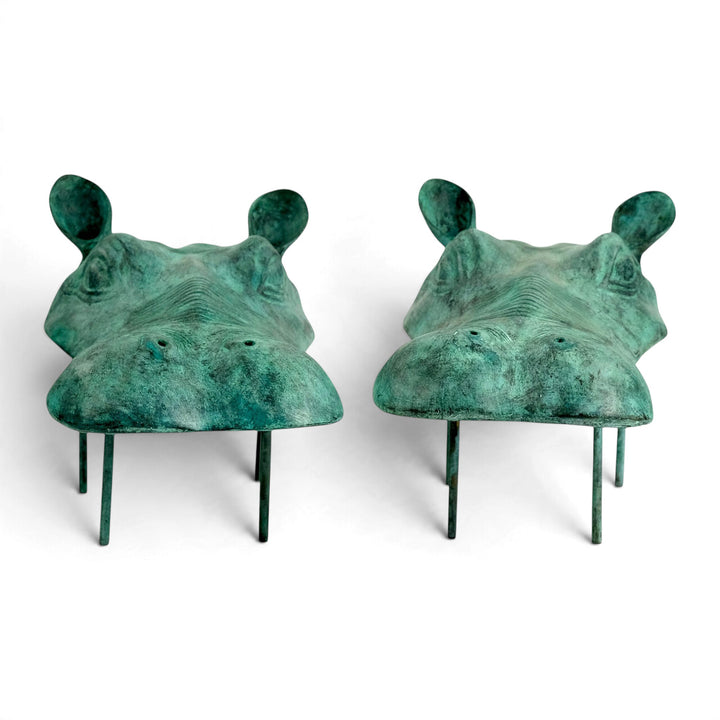 Zwei Nilpferd-Skulpturen aus Bronze mit Brunnenfunktion