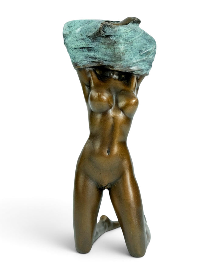 Bronze Sculpture of an Undressing Female Nude