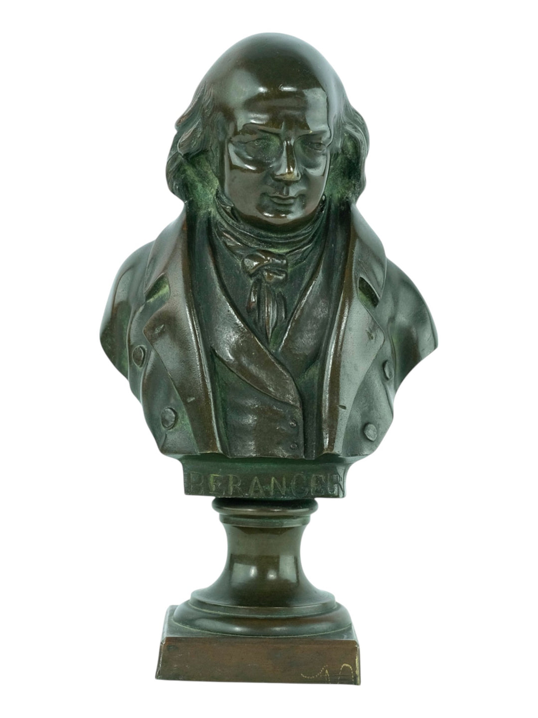 Antieke bronzen buste van Pierre-Jean de Béranger