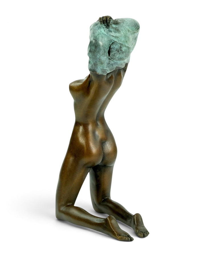 Bronze Sculpture of an Undressing Female Nude