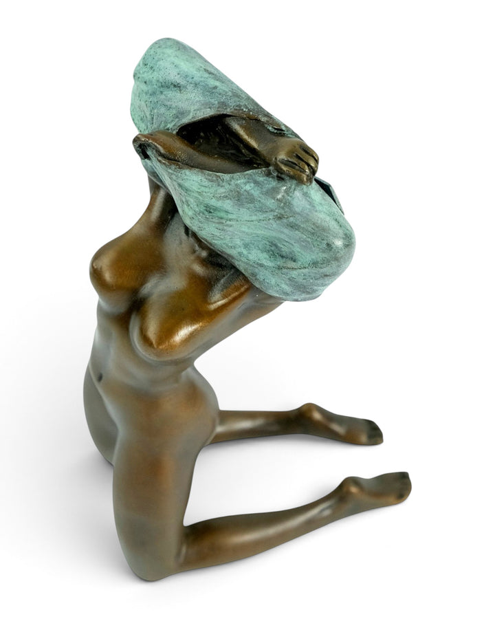 Bronze Sculpture of an Undressing Female Nude