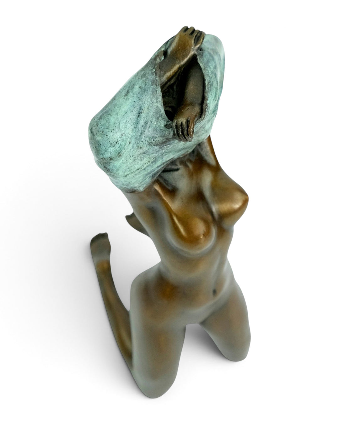 Bronze Sculpture of an Undressing Female Nude