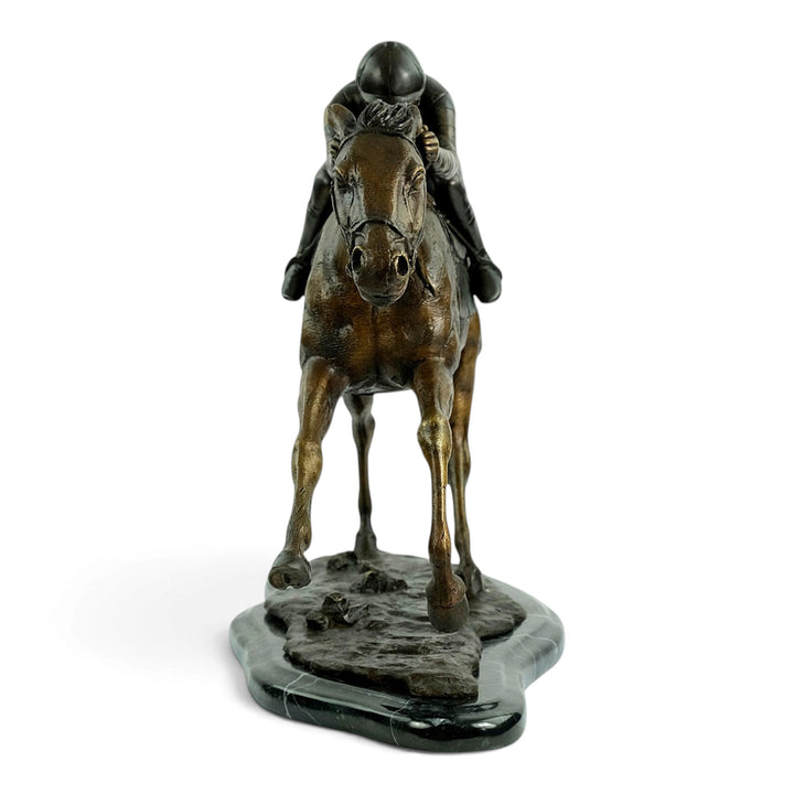 Bronze Sculpture of a Racehorse with Jockey