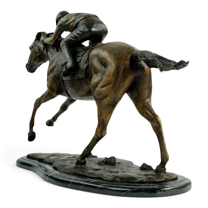 Bronze Sculpture of a Racehorse with Jockey