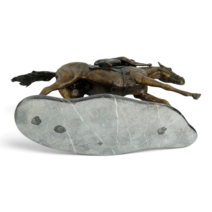 Bronze Sculpture of a Racehorse with Jockey