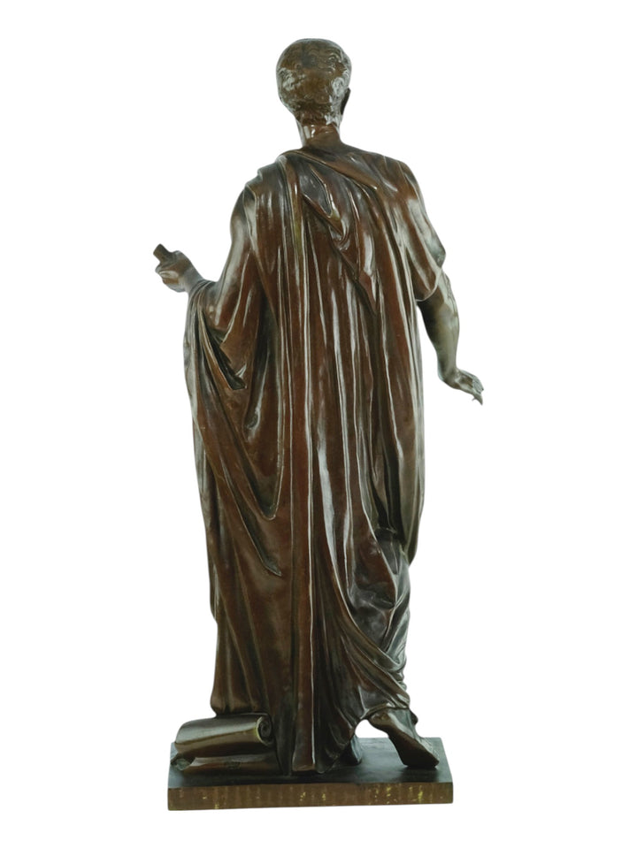 Antiek bronzen beeld van Caesar in gedrapeerde toga door Mathurin Moreau