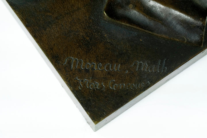 Antiek bronzen beeld van Caesar in gedrapeerde toga door Mathurin Moreau