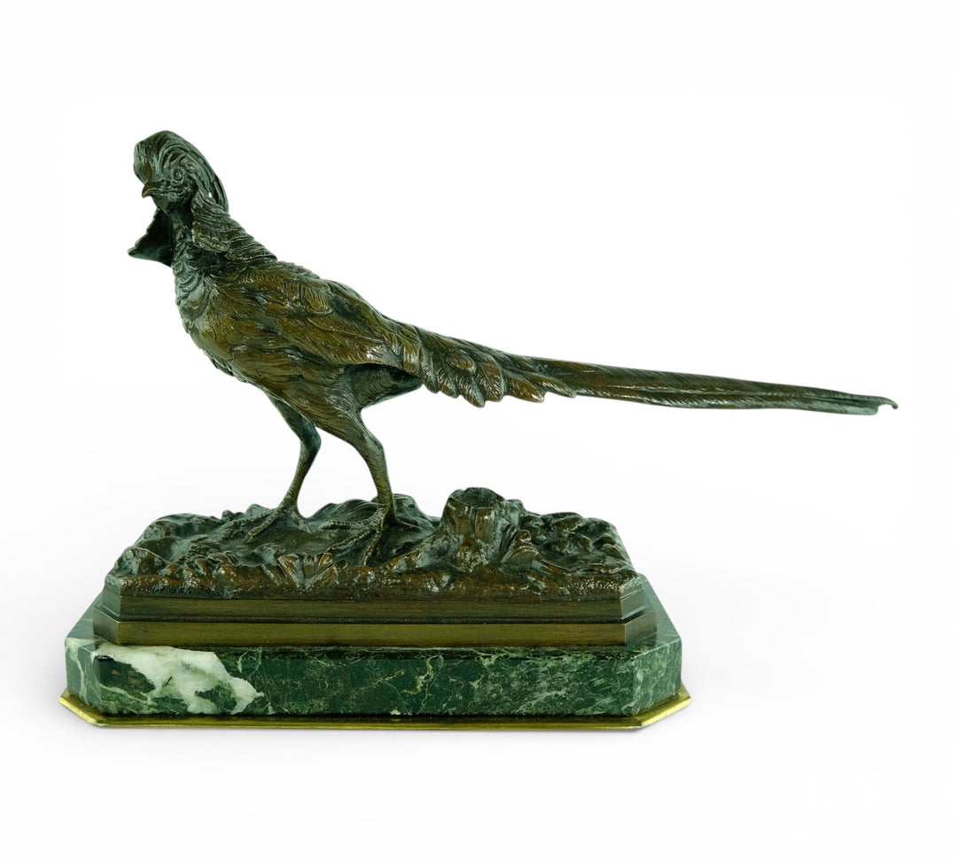 Antique bronze sculpture of a pheasant by Henri Trodoux