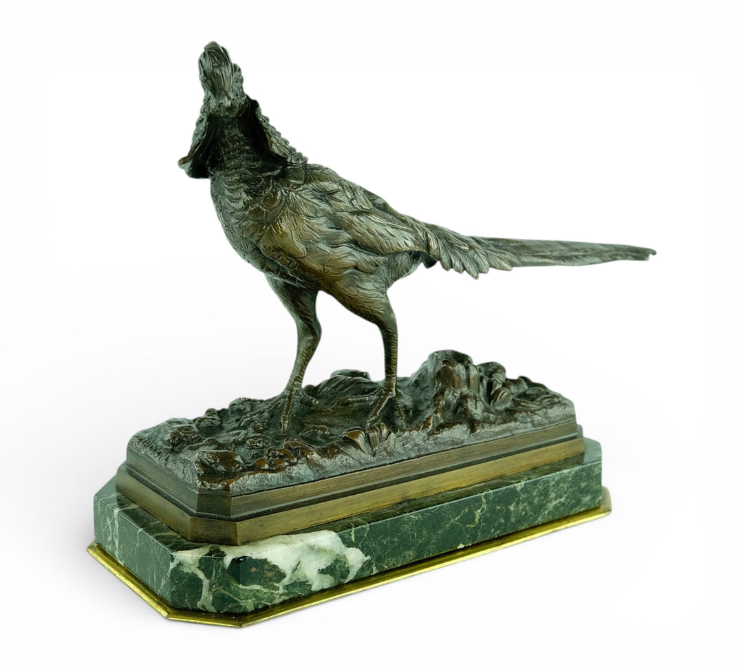 Antique bronze sculpture of a pheasant by Henri Trodoux