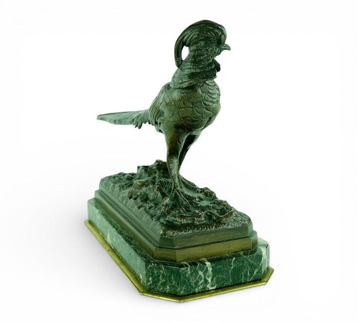 Antique bronze sculpture of a pheasant by Henri Trodoux