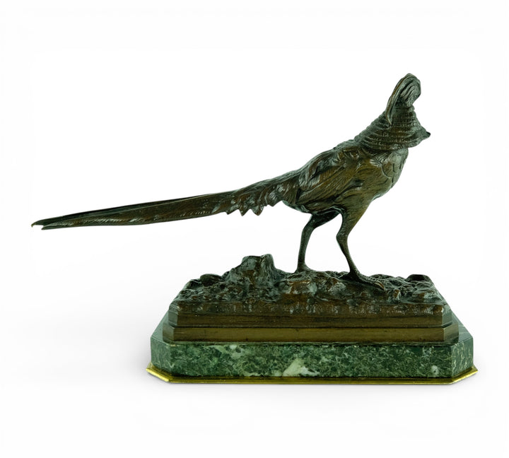 Antique bronze sculpture of a pheasant by Henri Trodoux