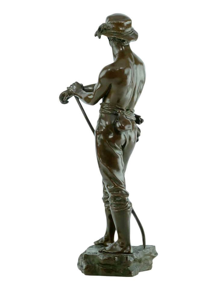 Antiek bronzen beeld van een hooimaker door Charles Octave Levy