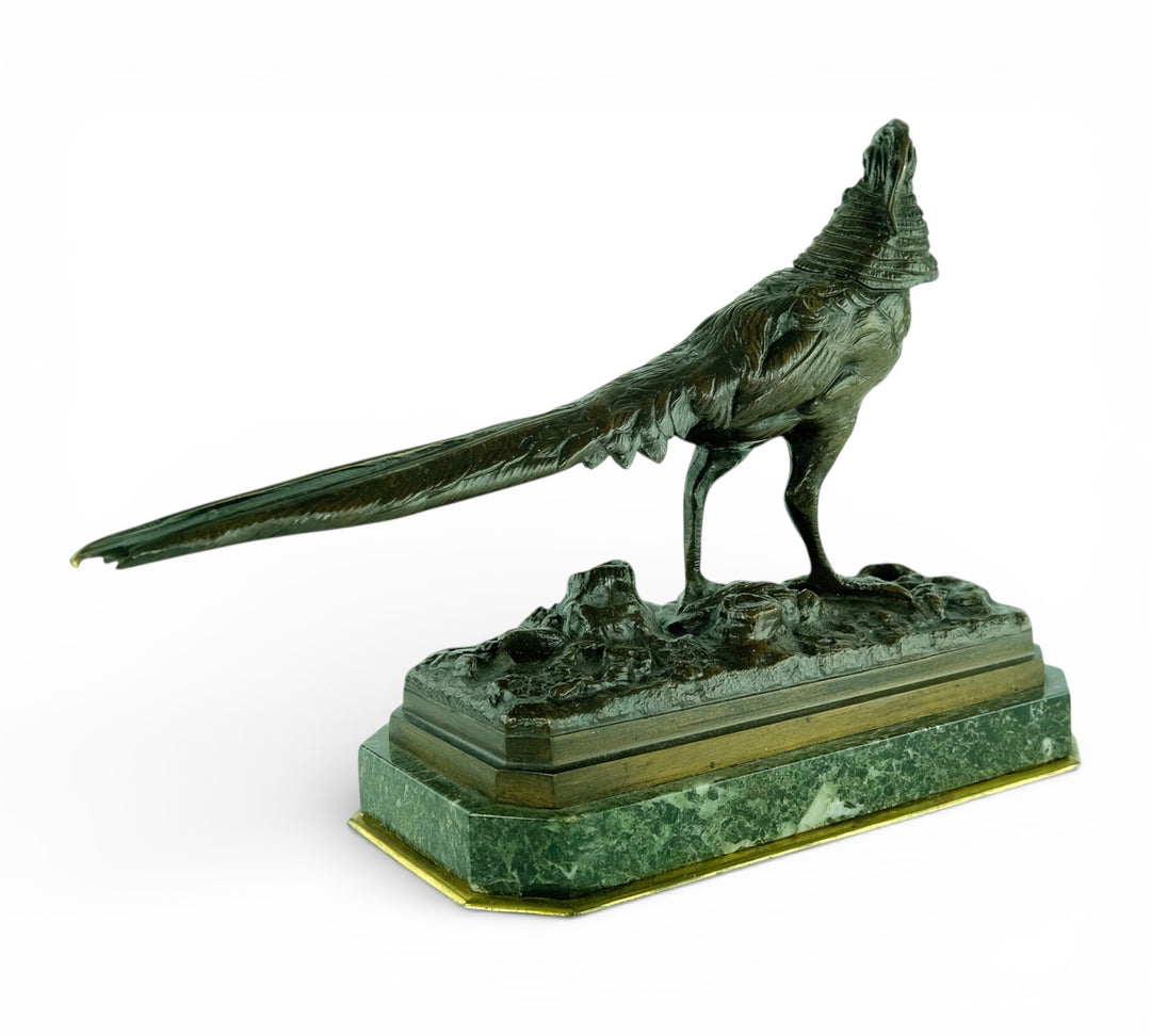 Antique bronze sculpture of a pheasant by Henri Trodoux