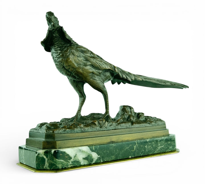 Antique bronze sculpture of a pheasant by Henri Trodoux