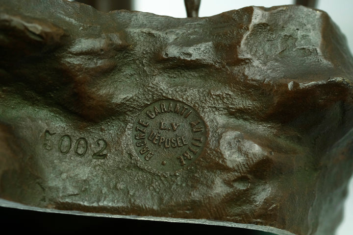 Antiek bronzen beeld van een hooimaker door Charles Octave Levy
