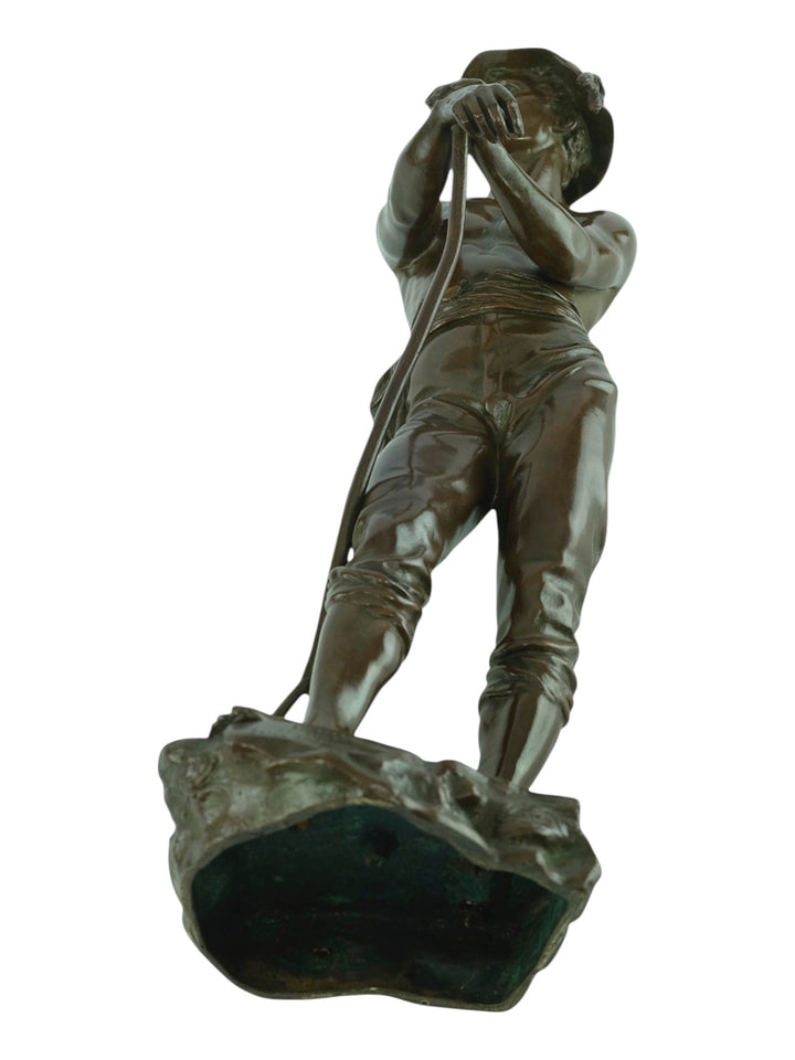 Antiek bronzen beeld van een hooimaker door Charles Octave Levy