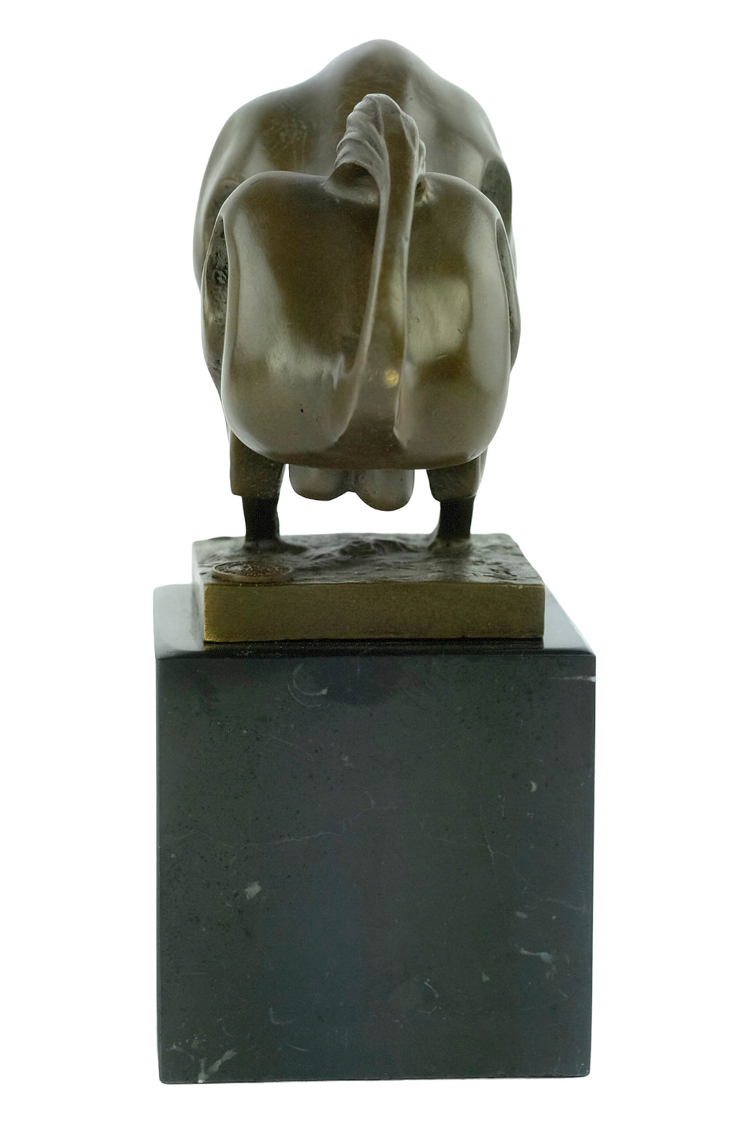Modern bronze sculpture of a charging bull